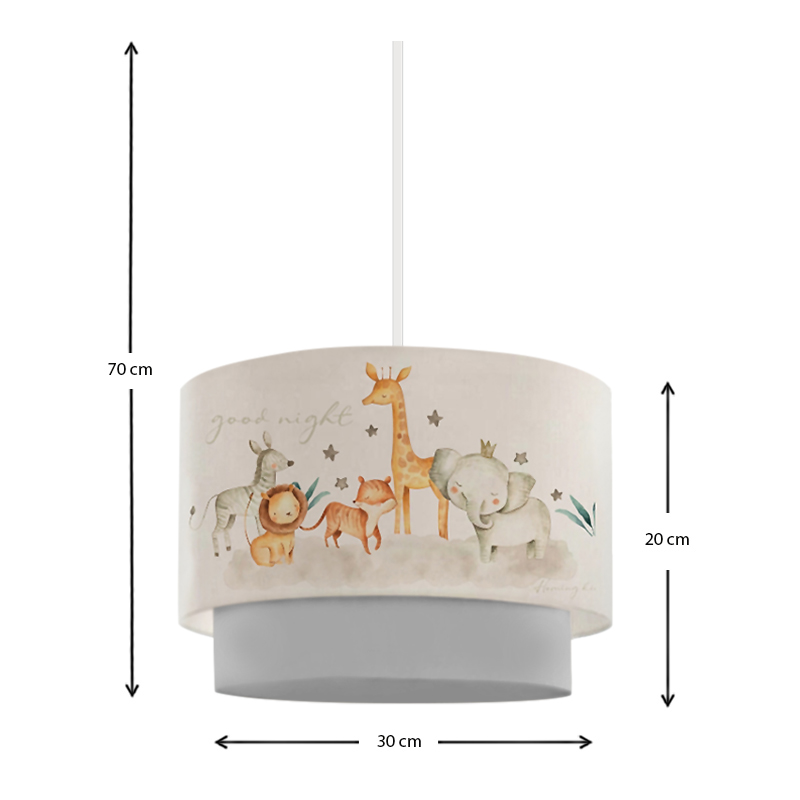 Φωτιστικό οροφής Goofy Megapap υφασμάτινο μονόφωτο με χαριτωμένα ζωάκια 30x20x70εκ. - Image 2