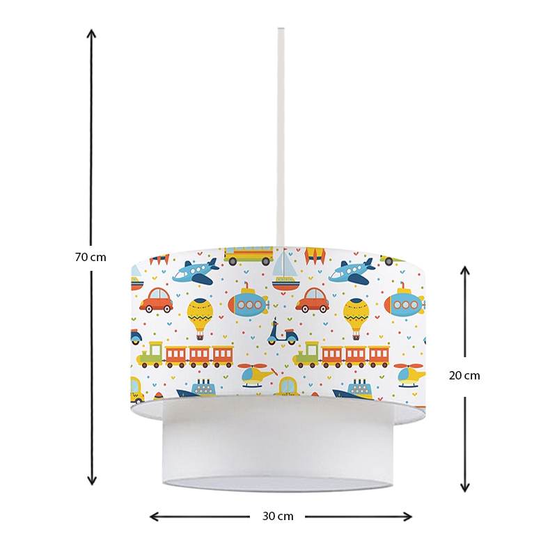 Φωτιστικό οροφής Goofy Megapap υφασμάτινο μονόφωτο με χαριτωμένα οχήματα 30x20x70εκ. - Image 2