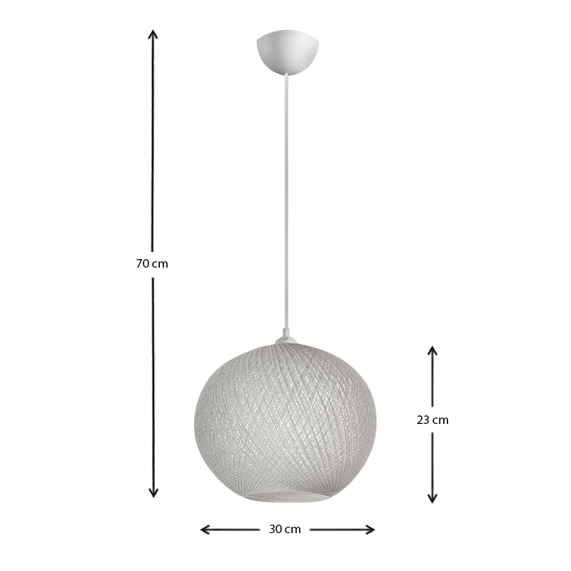 Φωτιστικό οροφής Gibson Megapap από σχοινί μονόφωτο χρώμα λευκό 30x23x70εκ. - Image 2