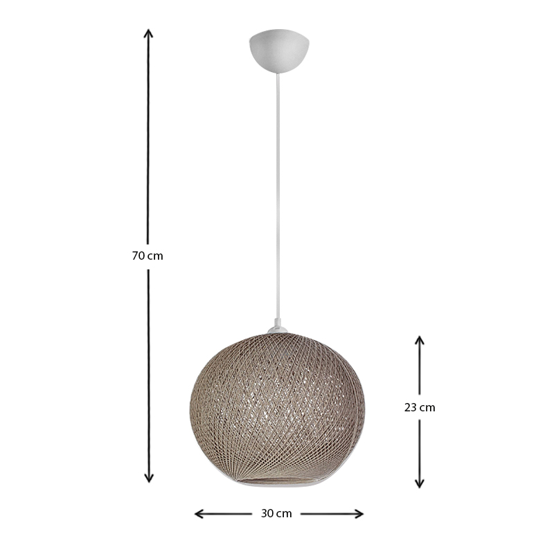 Φωτιστικό οροφής Gibson Megapap από σχοινί μονόφωτο χρώμα μόκα 30x23x70εκ. - Image 2