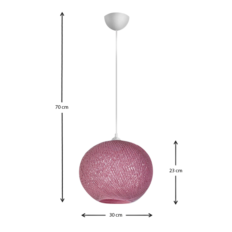 Φωτιστικό οροφής Gibson Megapap από σχοινί μονόφωτο χρώμα ροζ 30x23x70εκ. - Image 2