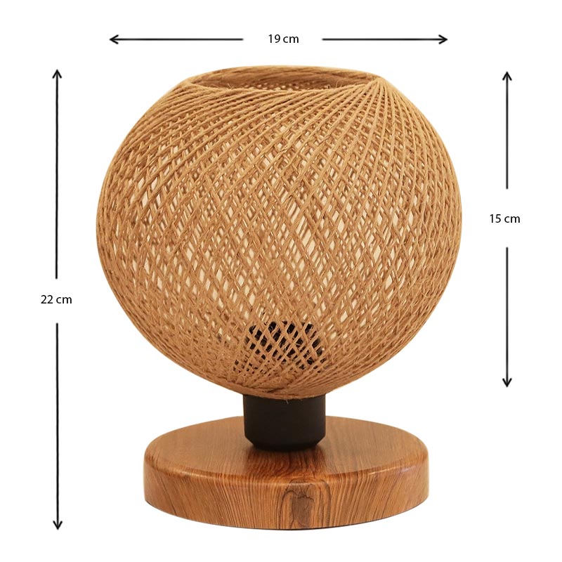 Φωτιστικό επιτραπέζιο Bonnie Megapap E27 κλωστή/Mdf χρώμα φυσικό/καφέ 19x15x22εκ. - Image 2