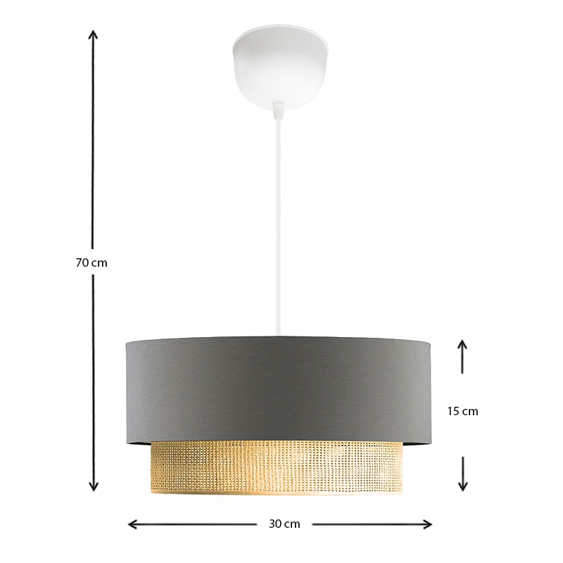Φωτιστικό οροφής Lucifer Megapap E27 υφασμάτινο μονόφωτο χρώμα γκρι 30x15x70εκ. - Image 2