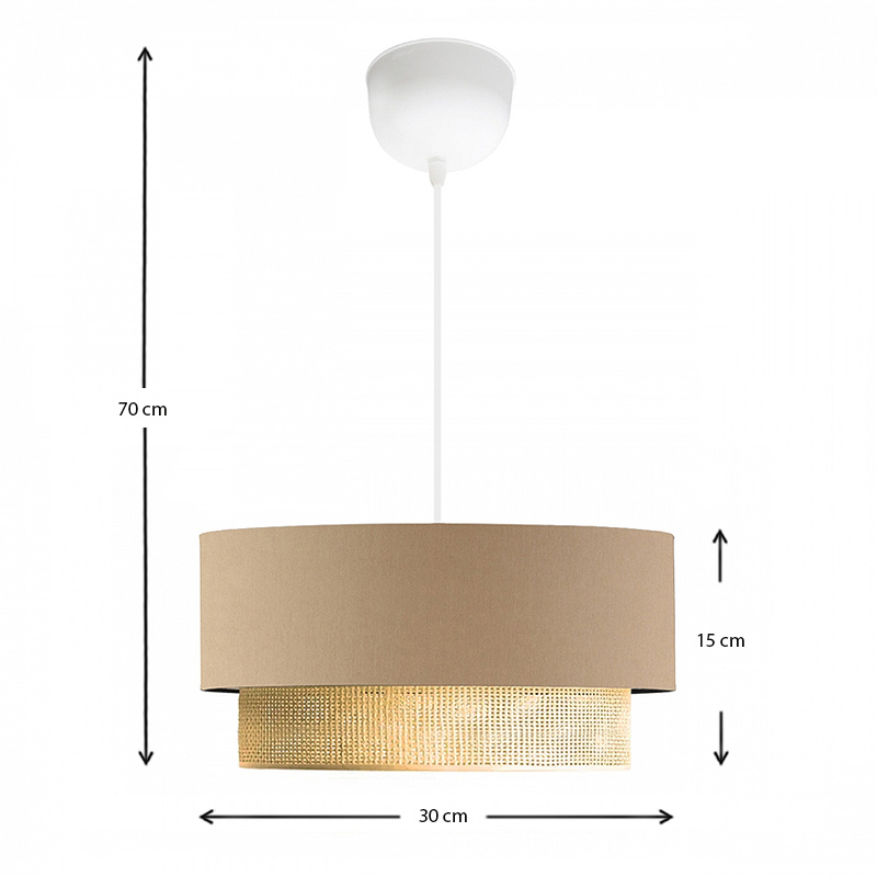 Φωτιστικό οροφής Lucifer Megapap E27 υφασμάτινο μονόφωτο χρώμα μπεζ 30x15x70εκ. - Image 2