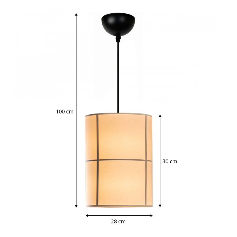 Φωτιστικό οροφής Strip Megapap E27 υφασμάτινο μονόφωτο χρώμα κρεμ Φ28x100εκ. - Image 2