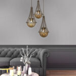 Φωτιστικό οροφής Chavi Megapap E27 μεταλλικό τρίφωτο χρωμα χρυσό 40x40x90εκ.