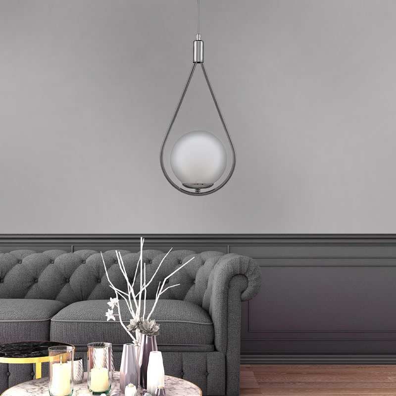 Φωτιστικό οροφής Shemesh Megapap E27 μεταλλικό μονόφωτο χρώμα ασημί 20x20x85εκ.