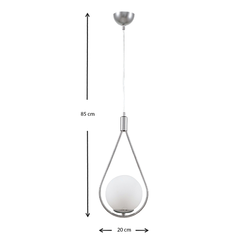 Φωτιστικό οροφής Shemesh Megapap E27 μεταλλικό μονόφωτο χρώμα ασημί 20x20x85εκ. - Image 2