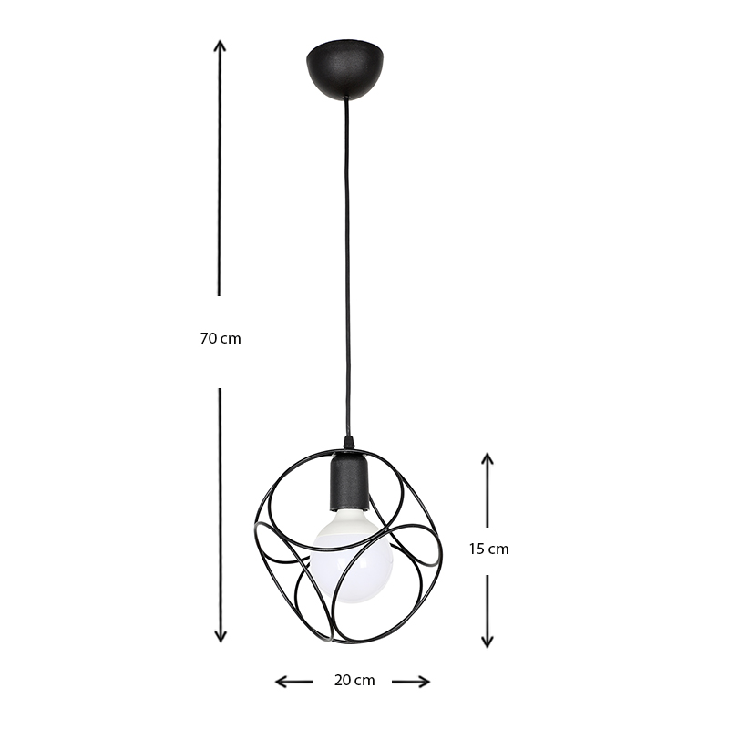 Φωτιστικό οροφής Lusita Megapap E27 μεταλλικό μονόφωτο χρώμα μαύρο 20x20x70εκ. - Image 2