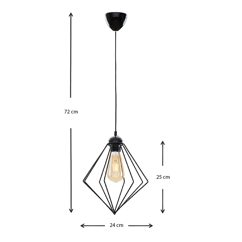 Φωτιστικό οροφής Nura Megapap E27 μεταλλικό μονόφωτο χρώμα μαύρο 24x24x72εκ. - Image 2