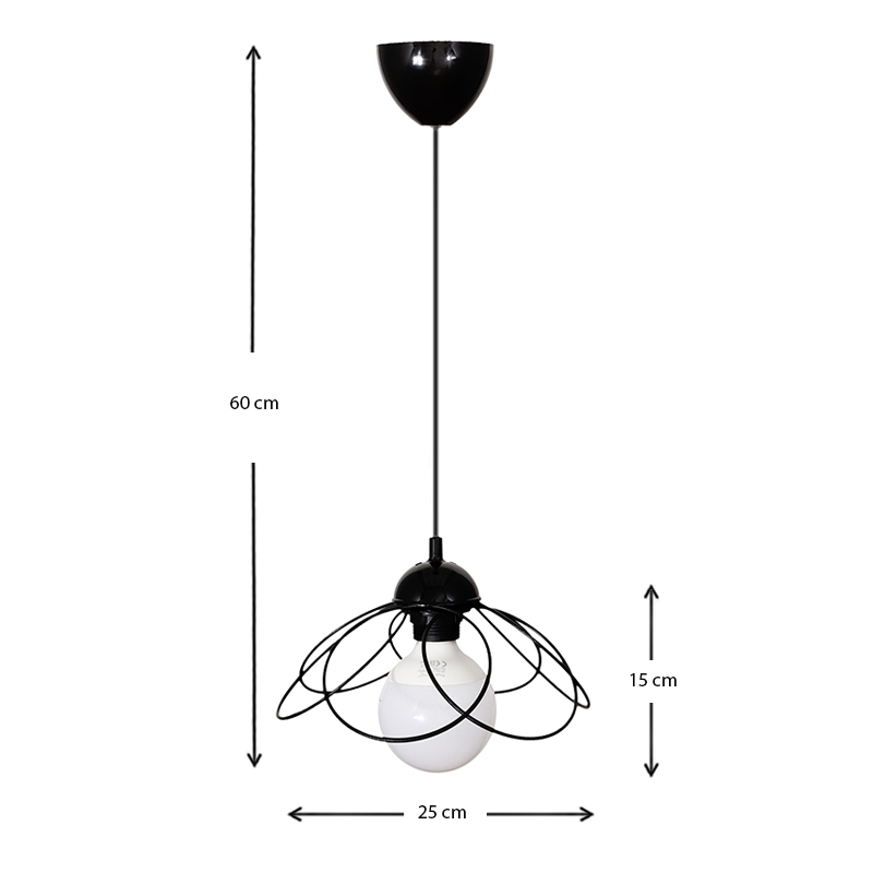 Φωτιστικό οροφής Zufash Megapap E14 μεταλλικό μονόφωτο χρώμα μαύρο 25x25x60εκ. - Image 2