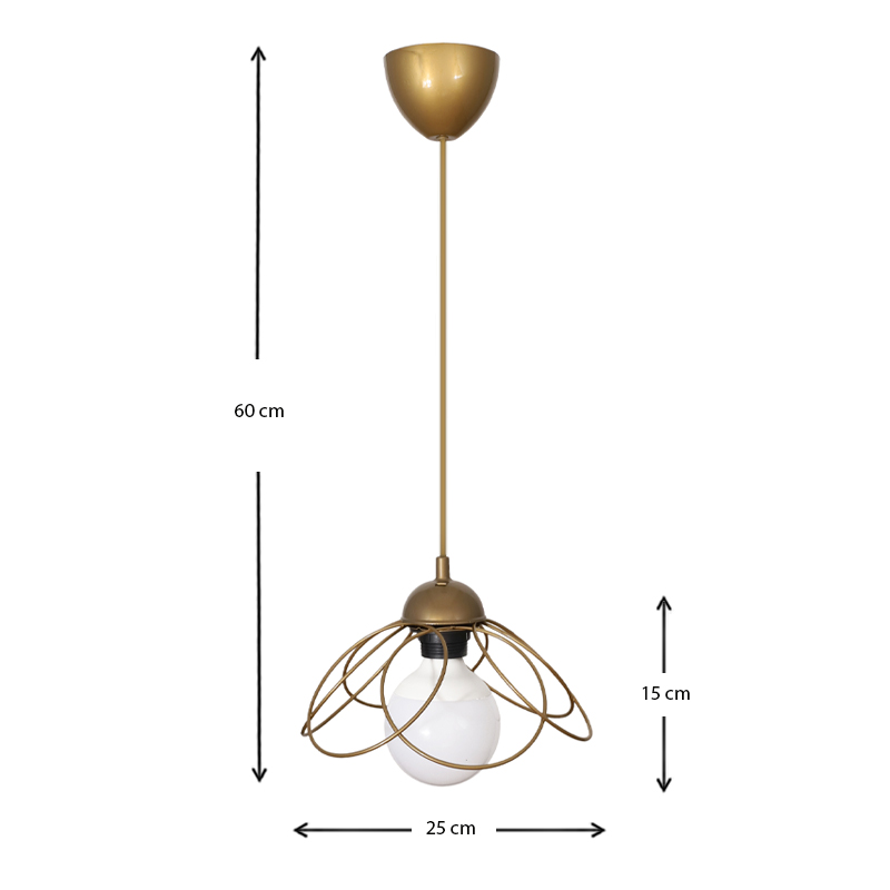 Φωτιστικό οροφής Zufash Megapap E14 μεταλλικό μονόφωτο χρώμα χρυσό 25x25x60εκ. - Image 2