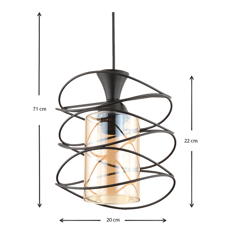Φωτιστικό οροφής Sherwood Megapap E27 μεταλλικό μονόφωτο χρώμα μαύρο 20x20x71εκ. - Image 2