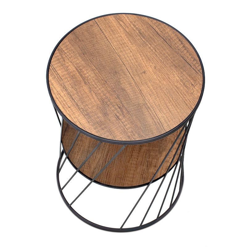 Βοηθητικό τραπεζάκι Jaspin Megapap μεταλλικό - Mdf χρώμα μαύρο - καρυδί 32x32x44εκ. - Image 2