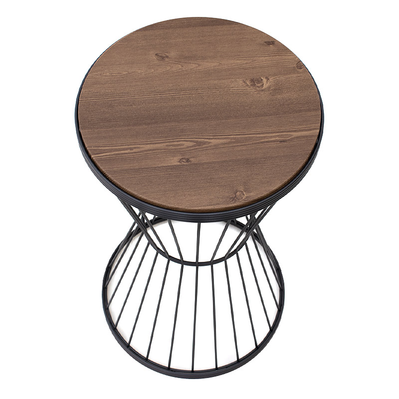 Βοηθητικό τραπεζάκι Hoffman Megapap μεταλλικό - Mdf χρώμα μαύρο - καρυδί 35x35x58εκ. - Image 2