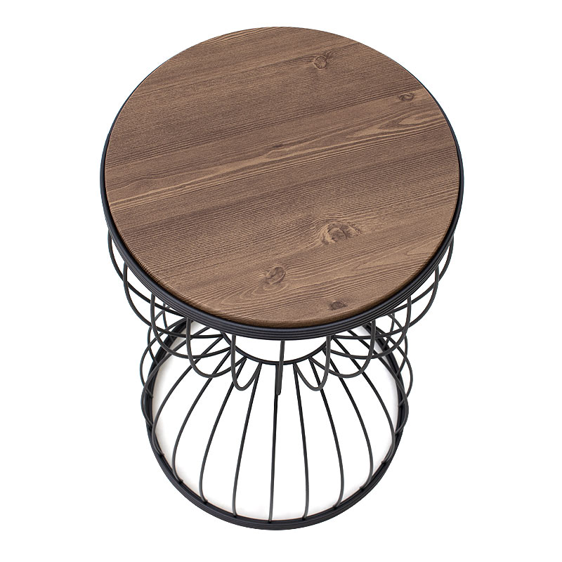 Βοηθητικό τραπεζάκι Pino Megapap μεταλλικό - Mdf χρώμα μαύρο - καρυδί 35x35x58εκ. - Image 2