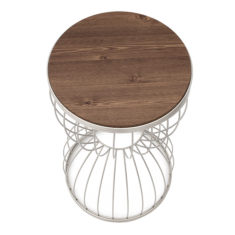 Βοηθητικό τραπεζάκι Pino Megapap μεταλλικό - Mdf χρώμα λευκό - καρυδί 35x35x58εκ. - Image 2