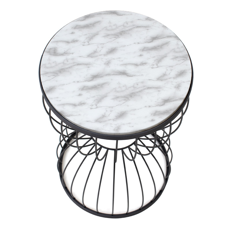 Βοηθητικό τραπεζάκι Pino Megapap μεταλλικό - Mdf χρώμα μαύρο - λευκό εφέ μαρμάρου 35x35x58εκ. - Image 2