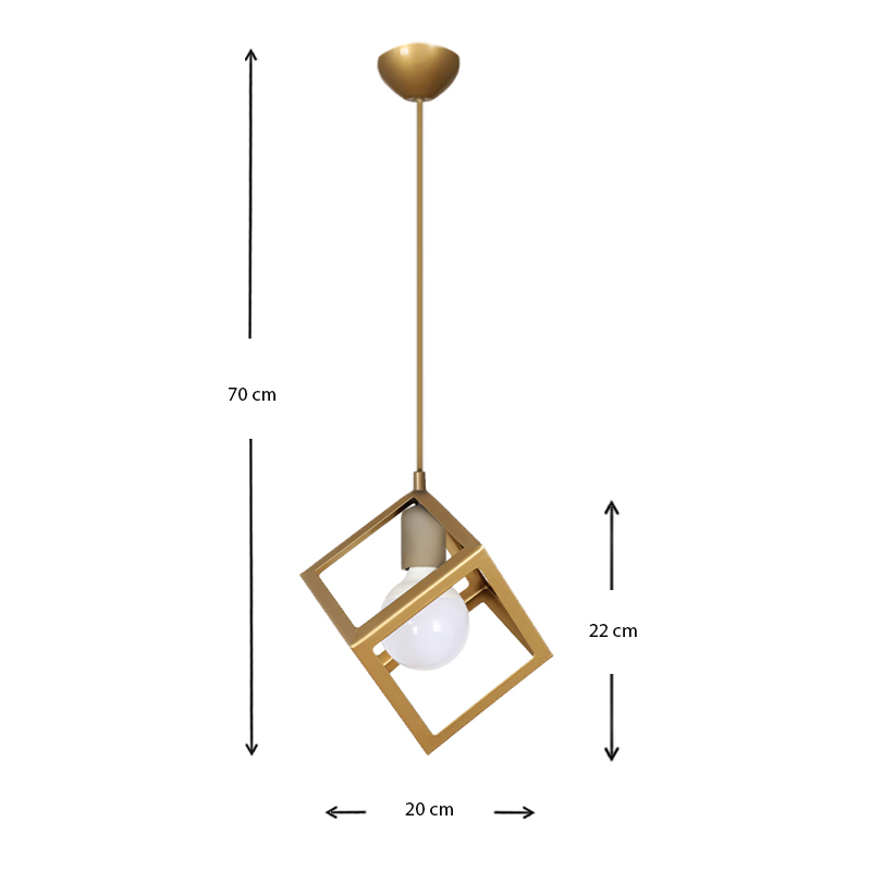 Φωτιστικό οροφής Thora Megapap E27 μεταλλικό μονόφωτο χρώμα χρυσό ματ 22x22x70εκ. - Image 2