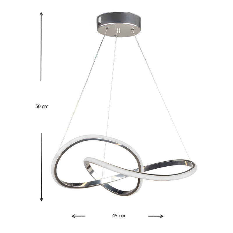 Φωτιστικό οροφής Led Luciano Megapap μεταλλικό μονόφωτο χρώμα ασημί 47x40x60εκ. - Image 2