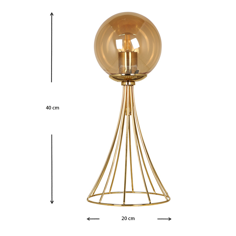 Φωτιστικό επιτραπέζιο Chavi Megapap E27 μεταλλικό χρώμα χρυσό 20x20x40εκ. - Image 2