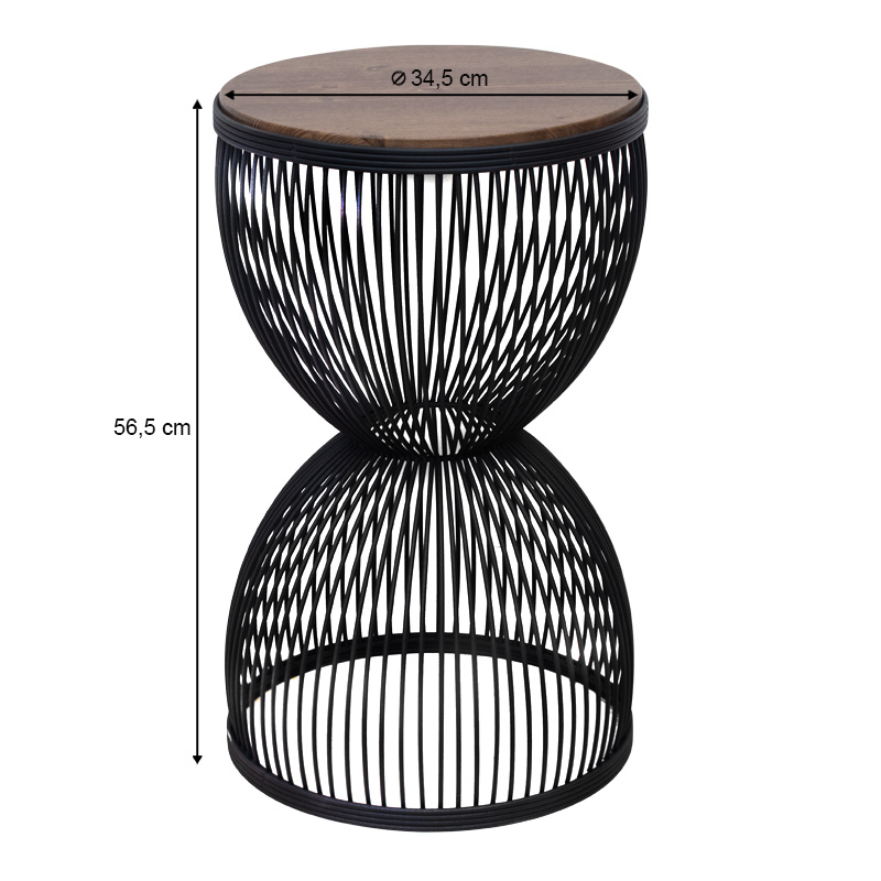 Τραπεζάκι βοηθητικό Stella Megapap μεταλλικό - Mdf χρώμα μαύρο - καρυδί Ø34,5x56,5εκ. - Image 2