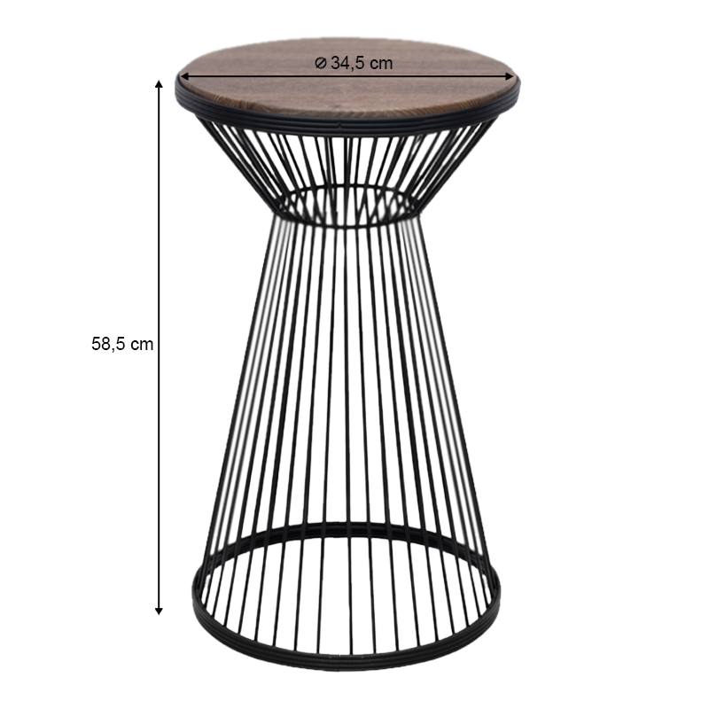 Τραπεζάκι βοηθητικό Cresta Megapap μεταλλικό - Mdf χρώμα μαύρο - καρυδί Ø34,5x58,5εκ. - Image 2