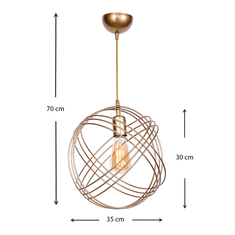 Φωτιστικό οροφής Phillipe Megapap E27 μεταλλικό μονόφωτο χρώμα χρυσό 35x35x70εκ. - Image 2