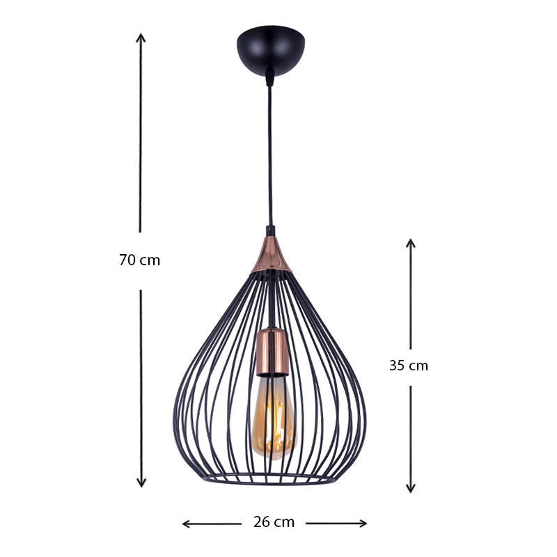 Φωτιστικό οροφής Ariana Megapap E27 μεταλλικό μονόφωτο χρώμα μαύρο 26x26x70εκ. - Image 2