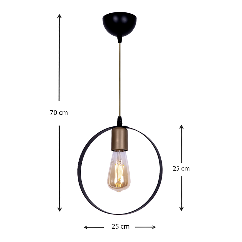 Φωτιστικό οροφής Liona Megapap E27 μεταλλικό μονόφωτο χρώμα μαύρο 25x10x70εκ. - Image 2