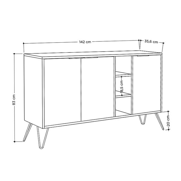 Μπουφές Clara Megapap χρώμα ανοιχτό καρυδί 142x35,6x83εκ. - Image 3