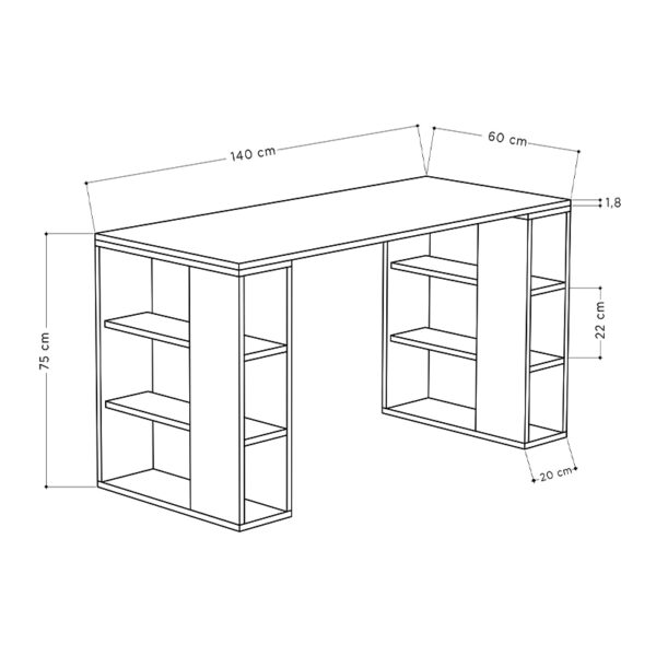 Γραφείο εργασίας Colmar Megapap χρώμα sapphire oak 140x60x75εκ - Image 4