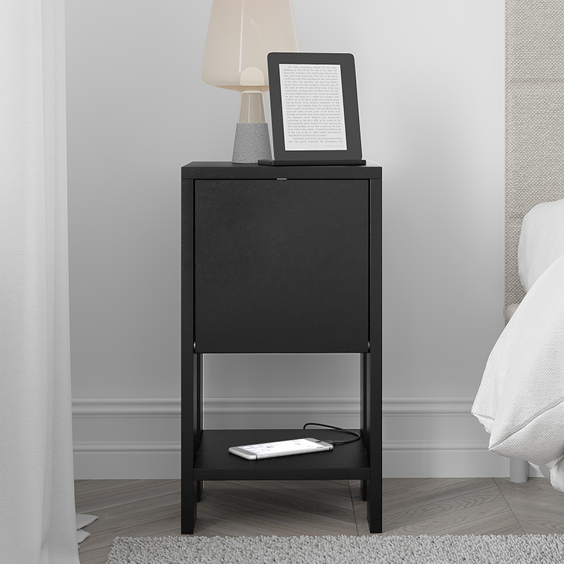 Κομοδίνο Ema Megapap χρώμα μαύρο 30x30x55εκ. - Image 2