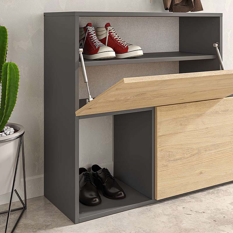 Έπιπλο εισόδου - παπουτσοθήκη Holdon Megapap sapphire oak/ανθρακί 120x36,5x87,5εκ. - Image 3