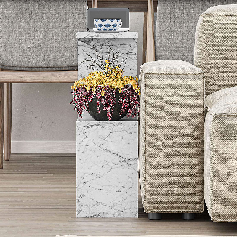 Βοηθητικό τραπεζάκι Homemania Megapap χρώμα λευκό εφέ μαρμάρου 60x20x60εκ. - Image 2