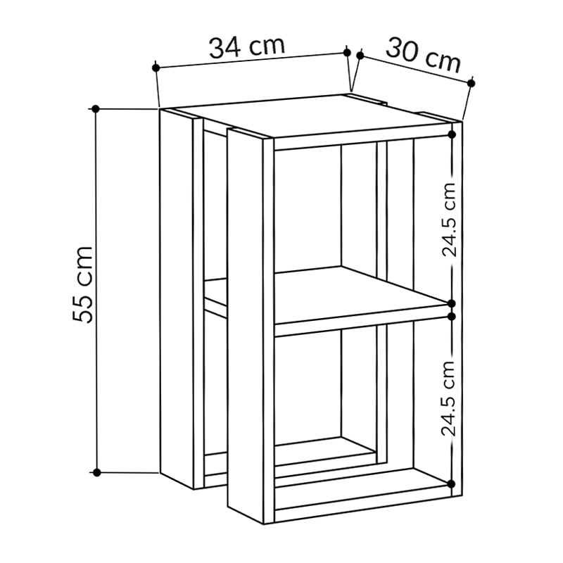Κομοδίνο - τραπεζάκι βοηθητικό Lonie Megapap χρώμα μαύρο 34x30x55εκ. - Image 3