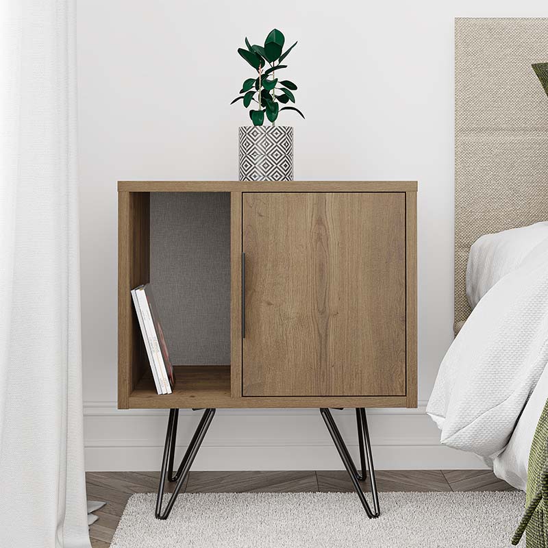 Κομοδίνο Glynn Megapap χρώμα ανοιχτό καρυδί 50,2x44,6x60εκ. - Image 3