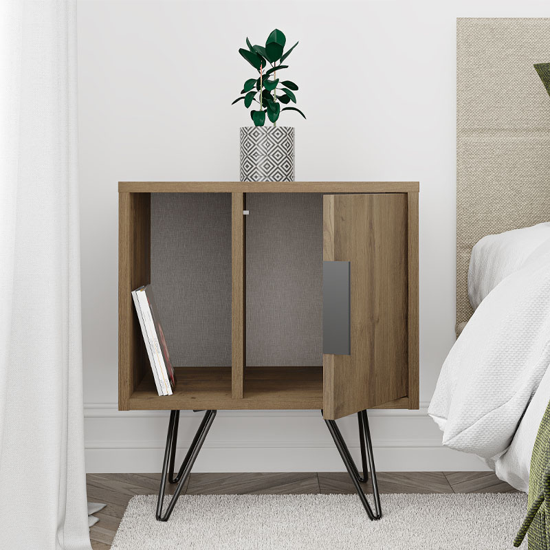 Κομοδίνο Glynn Megapap χρώμα ανοιχτό καρυδί 50,2x44,6x60εκ. - Image 4