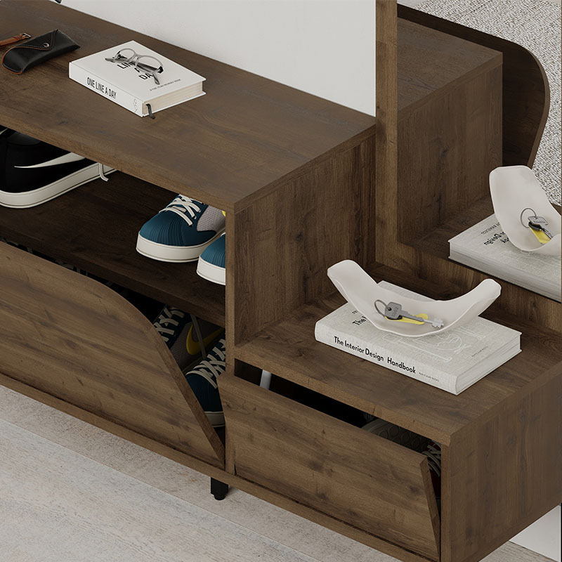 Έπιπλο εισόδου Mila Megapap με κρεμάστρα χρώμα ανοιχτό καρυδί 120x37x171,6εκ. - Image 3