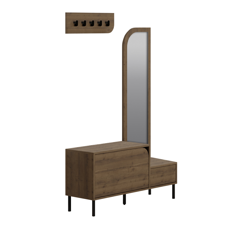 Έπιπλο εισόδου Mila Megapap με κρεμάστρα χρώμα ανοιχτό καρυδί 120x37x171,6εκ. - Image 4