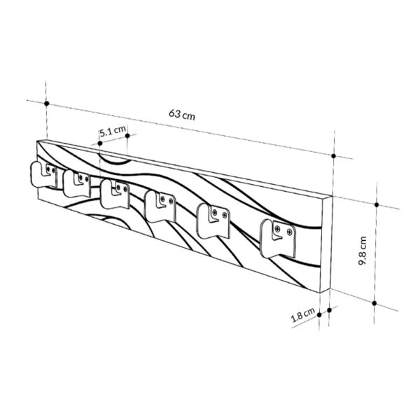 Κρεμάστρα τοίχου Flow Megapap χρώμα λευκό 63x1,8x9,8εκ. - Image 4
