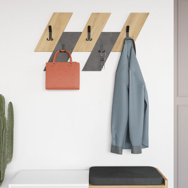 Κρεμάστρα τοίχου Livy Megapap χρώμα sapphire oak - γκρι ρετρό 75,2x1,8x45,3εκ. - Image 2