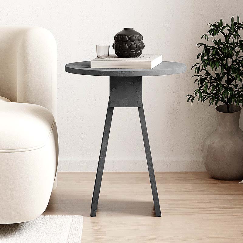 Βοηθητικό τραπεζάκι Chen Megapap χρώμα γκρι ρετρό Φ42x50εκ. - Image 2