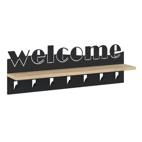 Κρεμάστρα τοίχου Welcome Megapap χρώμα μαύρο - sapphire oak 86x15,2x29εκ. - Image 3
