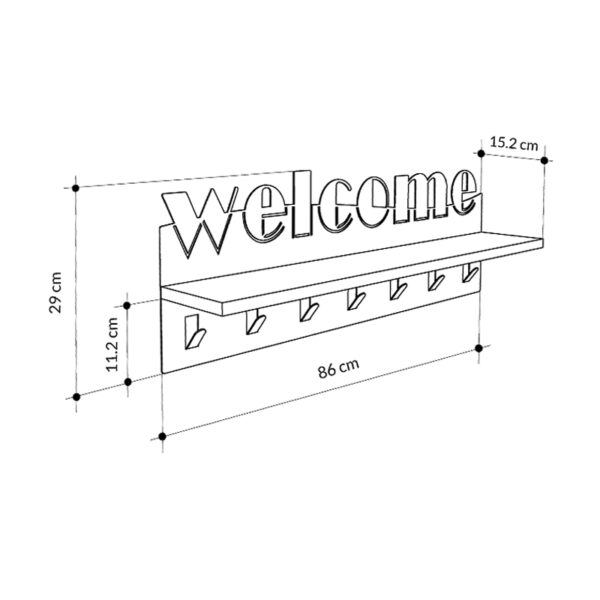 Κρεμάστρα τοίχου Welcome Megapap χρώμα μαύρο - sapphire oak 86x15,2x29εκ. - Image 4