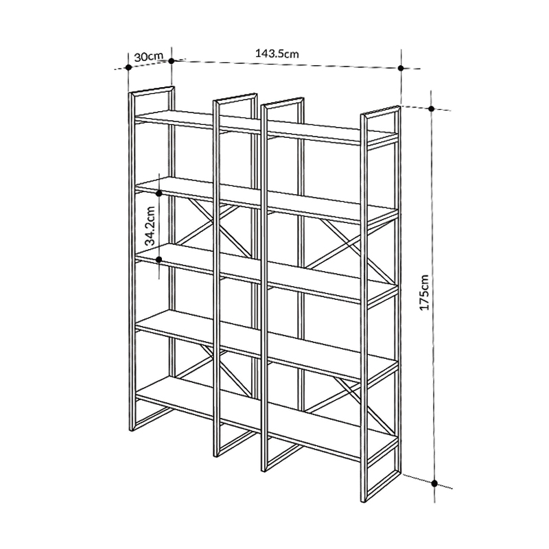 Βιβλιοθήκη Dusan Megapap χρώμα sepet oak 143,5x30x175εκ. - Image 3