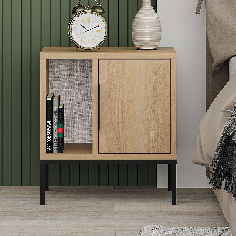 Κομοδίνο Glynn Megapap χρώμα saphhire oak 45x35x50εκ. - Image 2