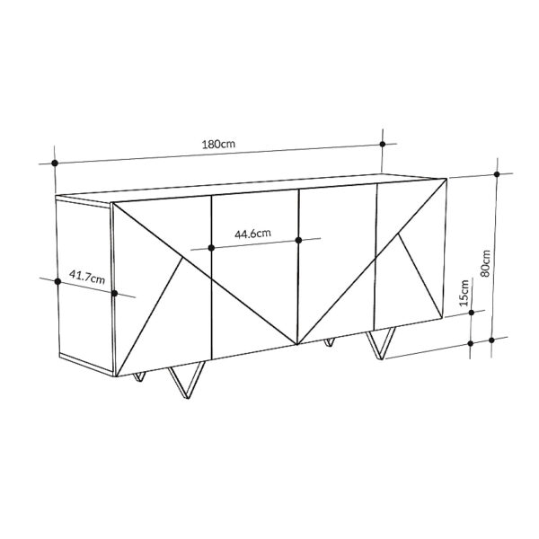 Μπουφές Jakomen Megapap χρώμα ανοιχτό καρυδί 180x41,7x80εκ. - Image 4