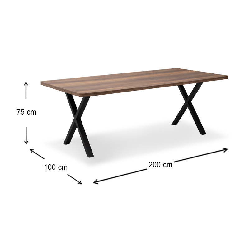 Τραπέζι Jeremy Megapap Mdf - μεταλλικό χρώμα καρυδί 200x100x75εκ. - Image 4
