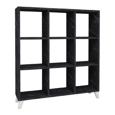 Βιβλιοθήκη Saul Megapap χρώμα μαύρο εφέ μαρμάρου 88,2x20x88,2εκ.